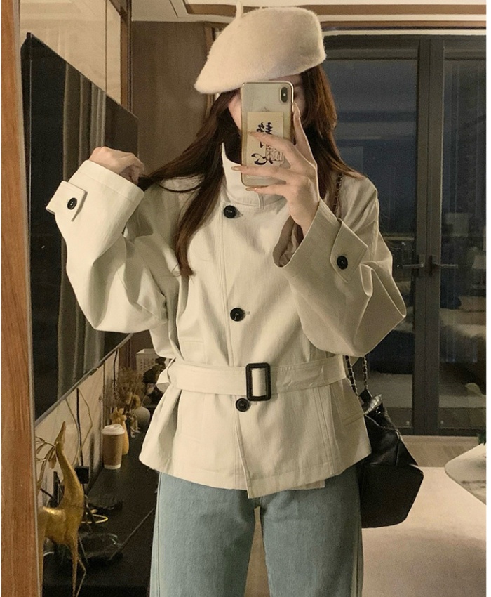 Korean style cstand collar coat autumn short windbreaker