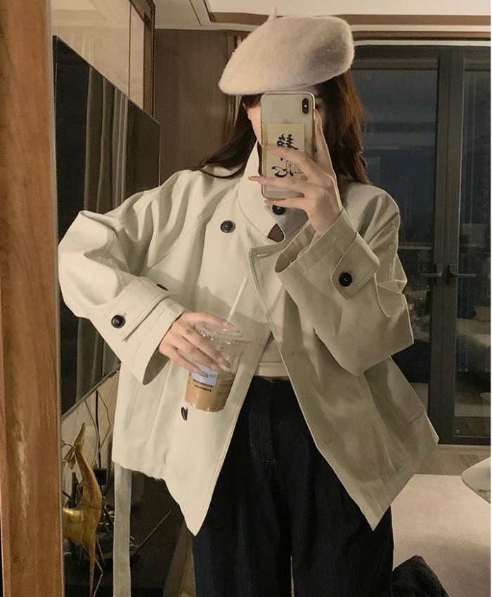 Korean style cstand collar coat autumn short windbreaker