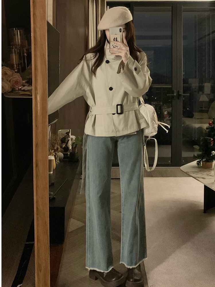 Korean style cstand collar coat autumn short windbreaker