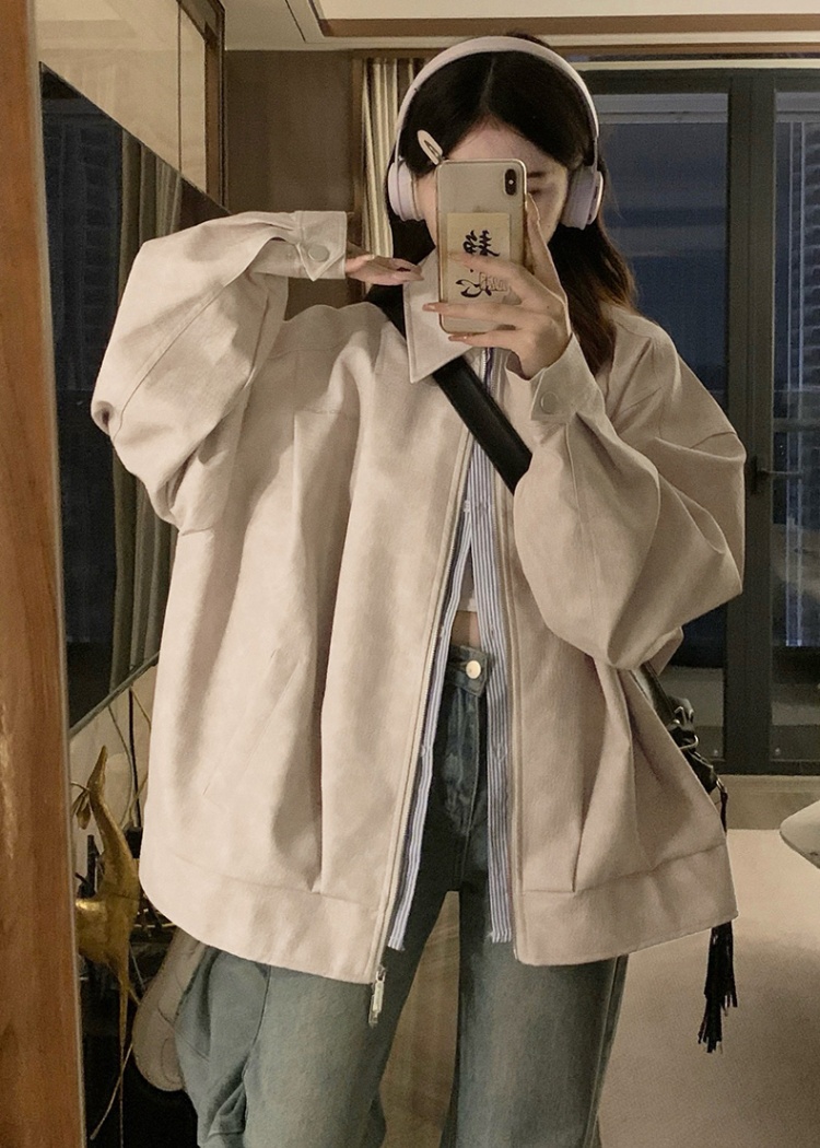 Autumn loose couples jacket lapel American style coat
