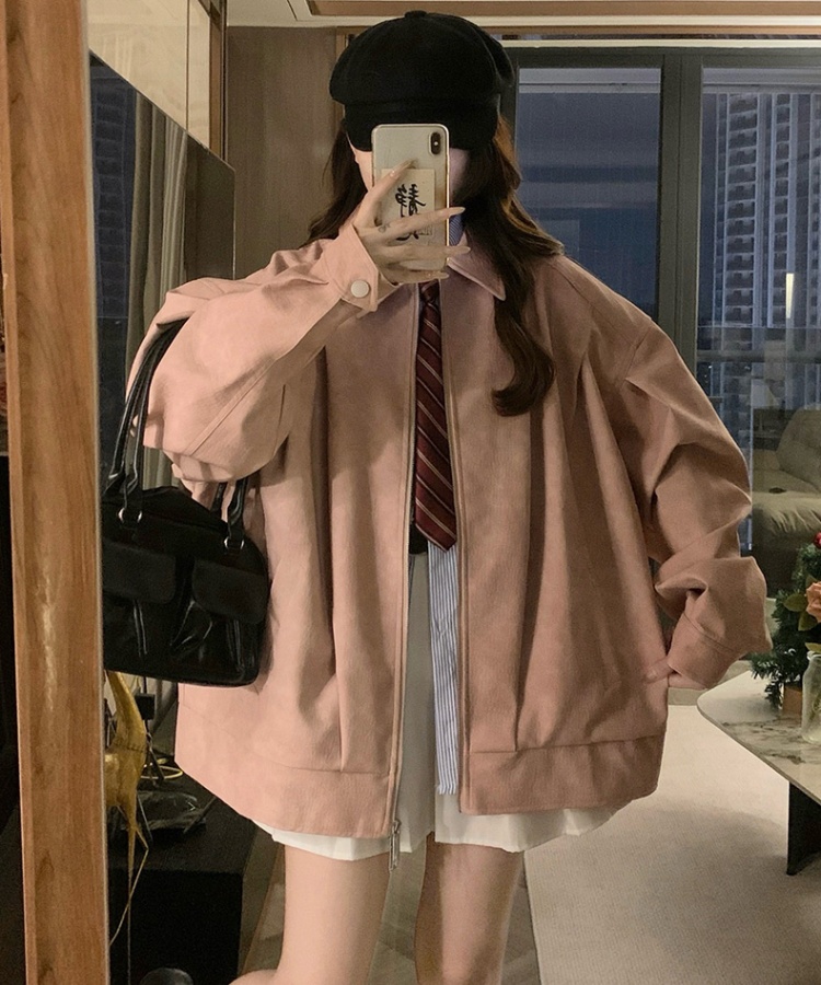 Autumn loose couples jacket lapel American style coat