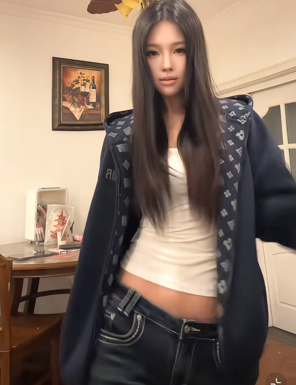 Printing Casual loose coat hooded retro hoodie for women