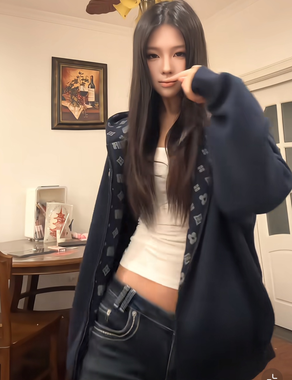 Printing Casual loose coat hooded retro hoodie for women