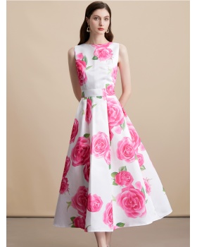 Pinched waist A-line high waist stereoscopic clipping dress