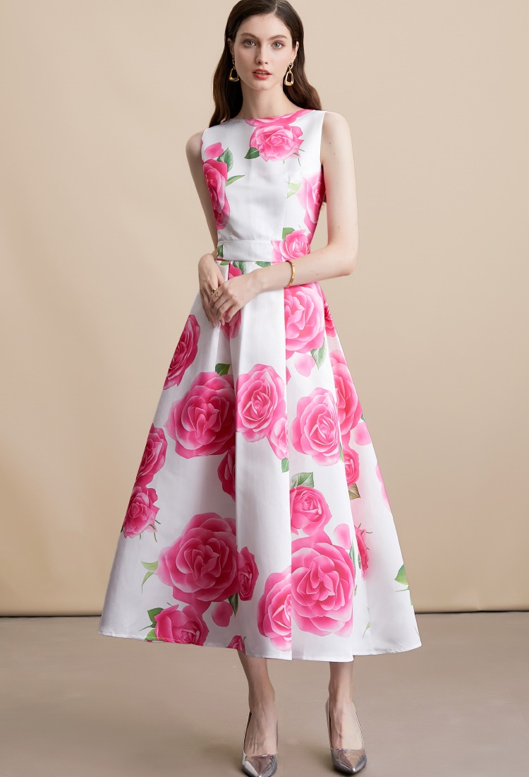 Pinched waist A-line high waist stereoscopic clipping dress