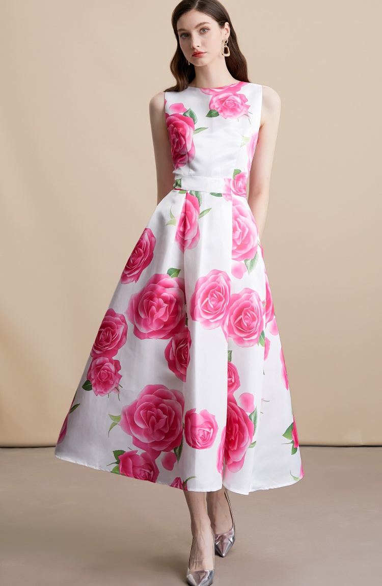Pinched waist A-line high waist stereoscopic clipping dress
