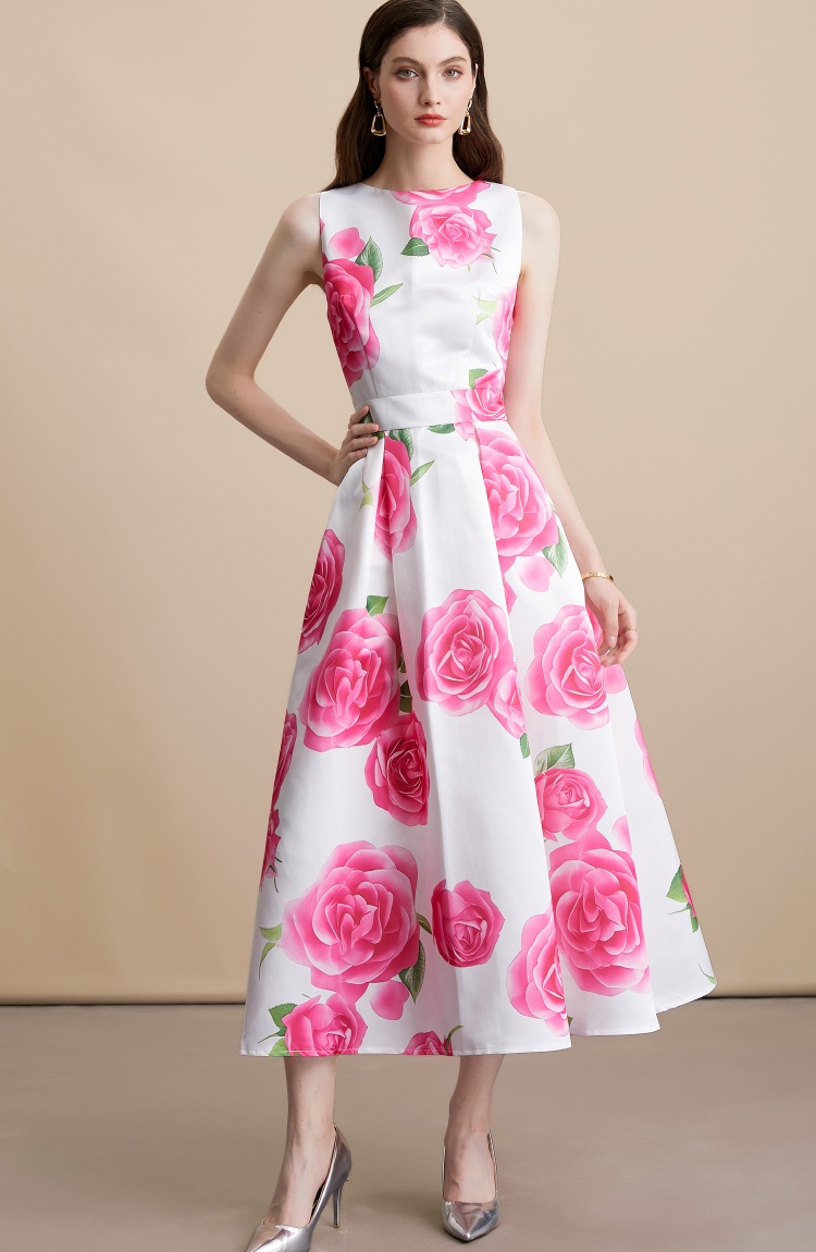 Pinched waist A-line high waist stereoscopic clipping dress