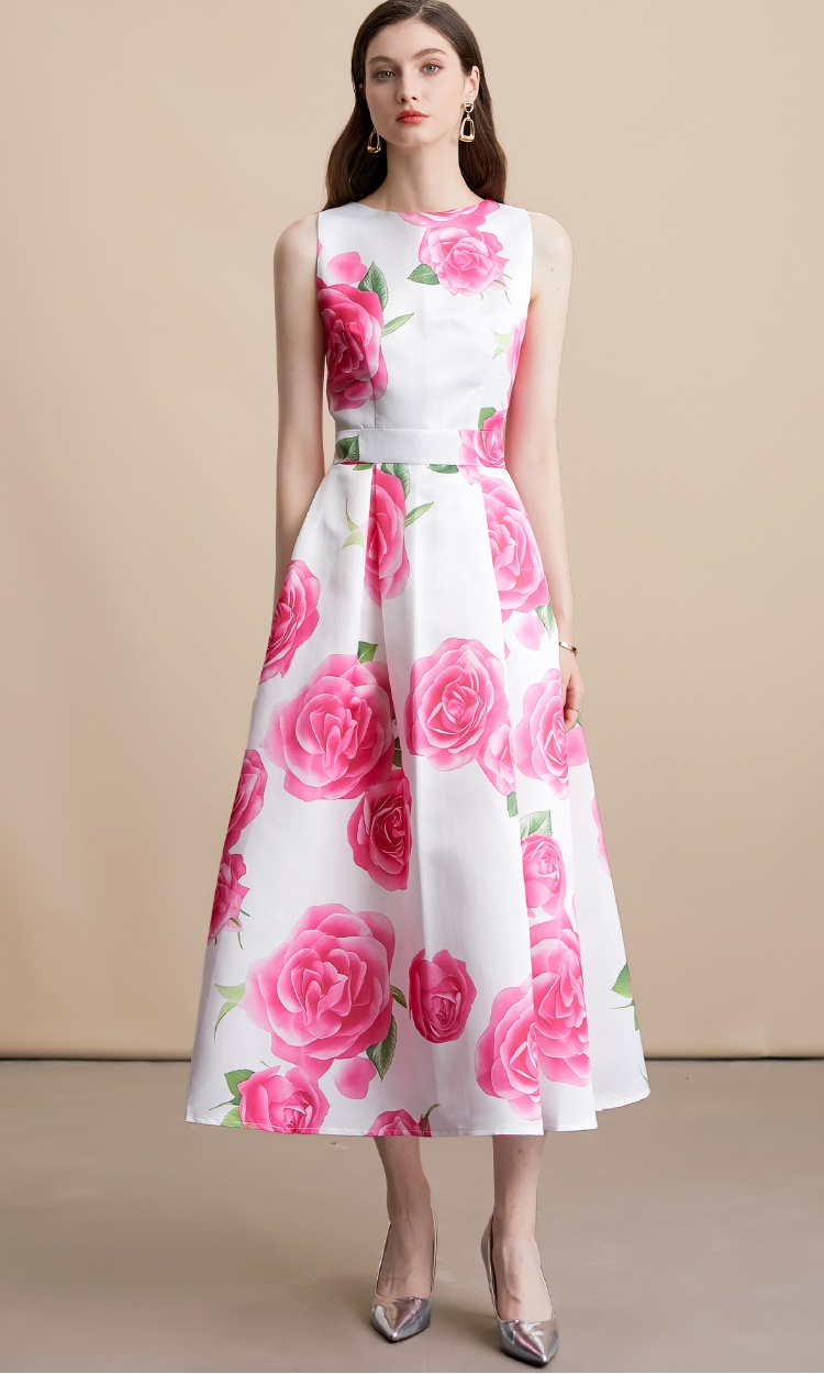 Pinched waist A-line high waist stereoscopic clipping dress