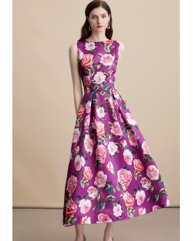 A-line stereoscopic pinched waist high waist dress