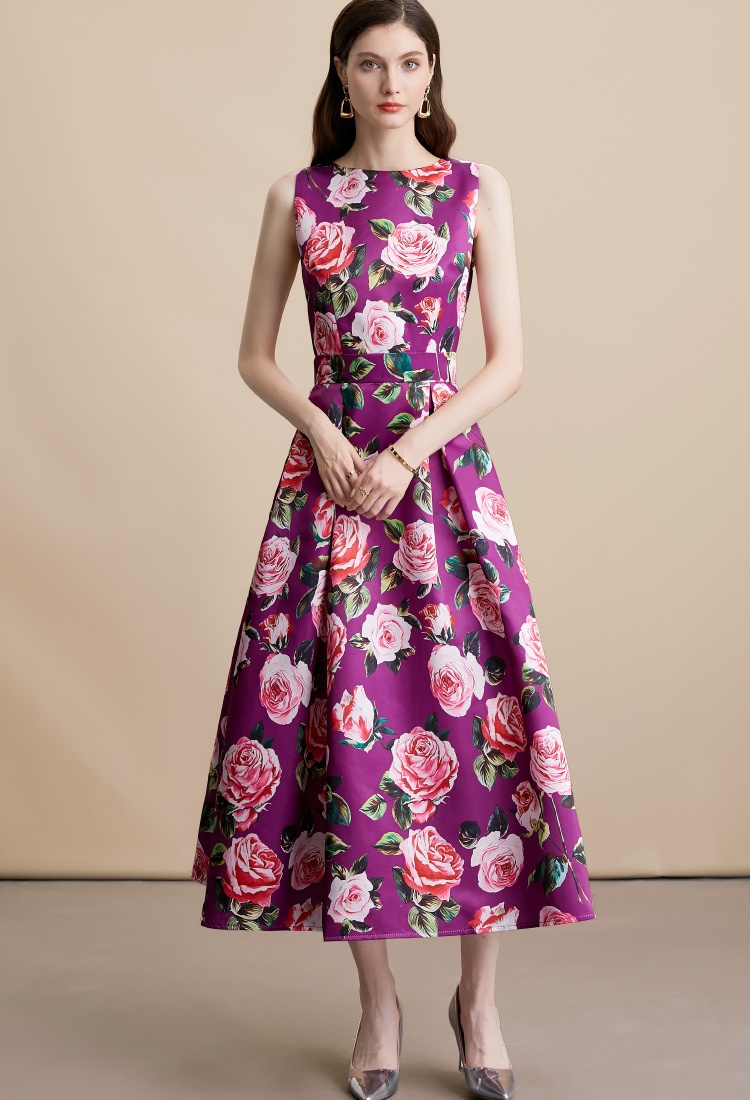 A-line stereoscopic pinched waist high waist dress