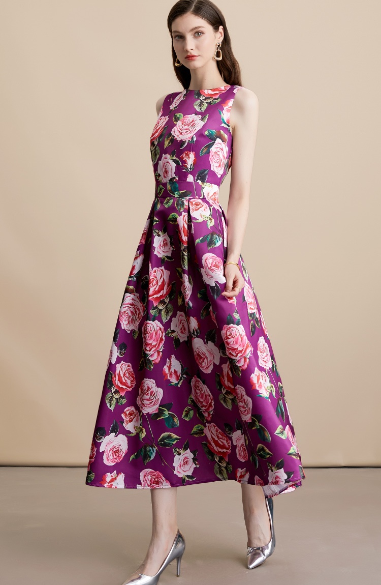A-line stereoscopic pinched waist high waist dress