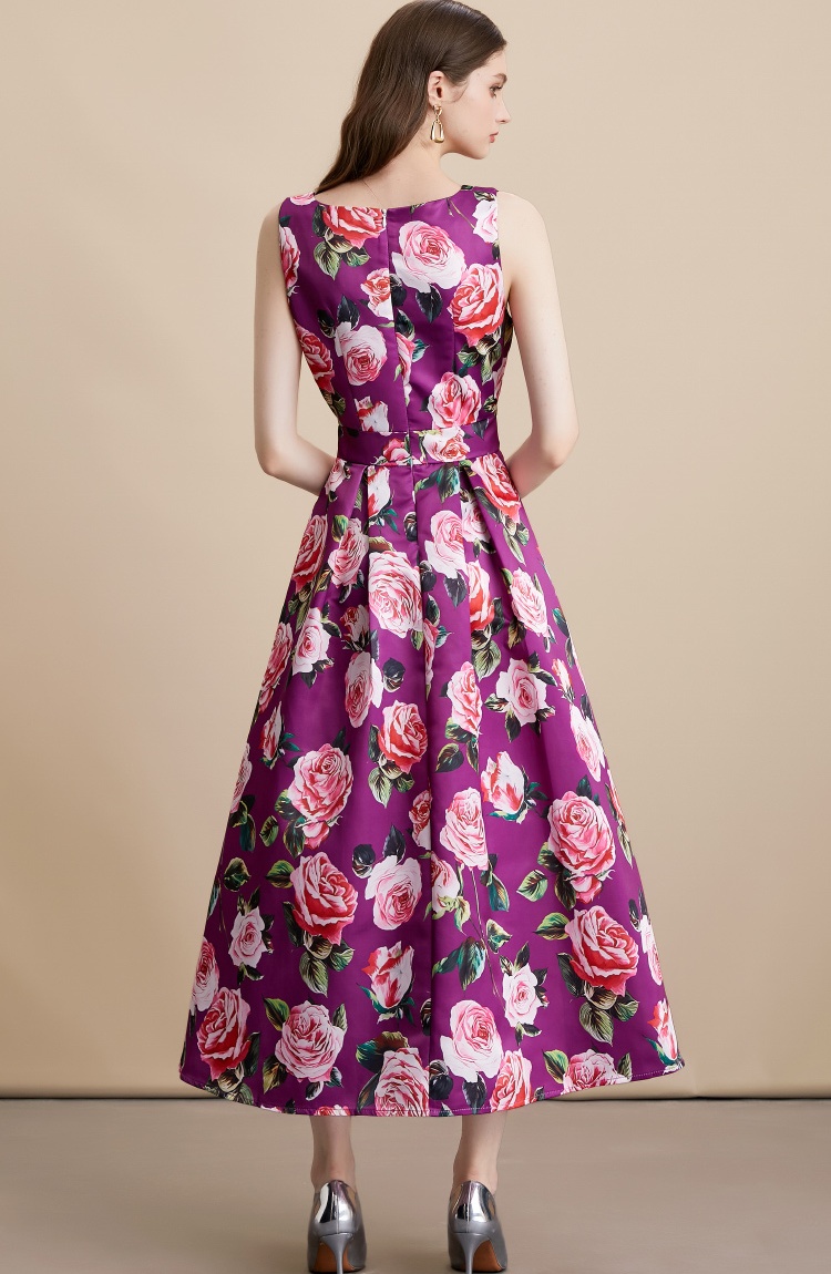 A-line stereoscopic pinched waist high waist dress