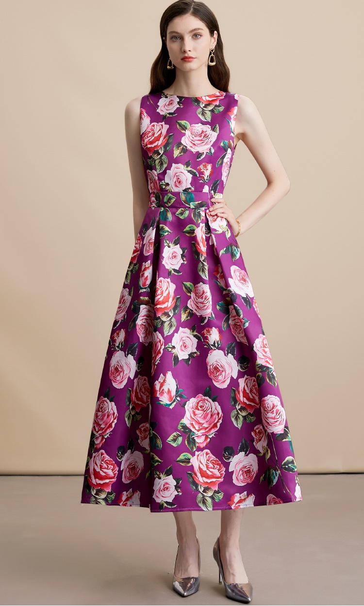 A-line stereoscopic pinched waist high waist dress