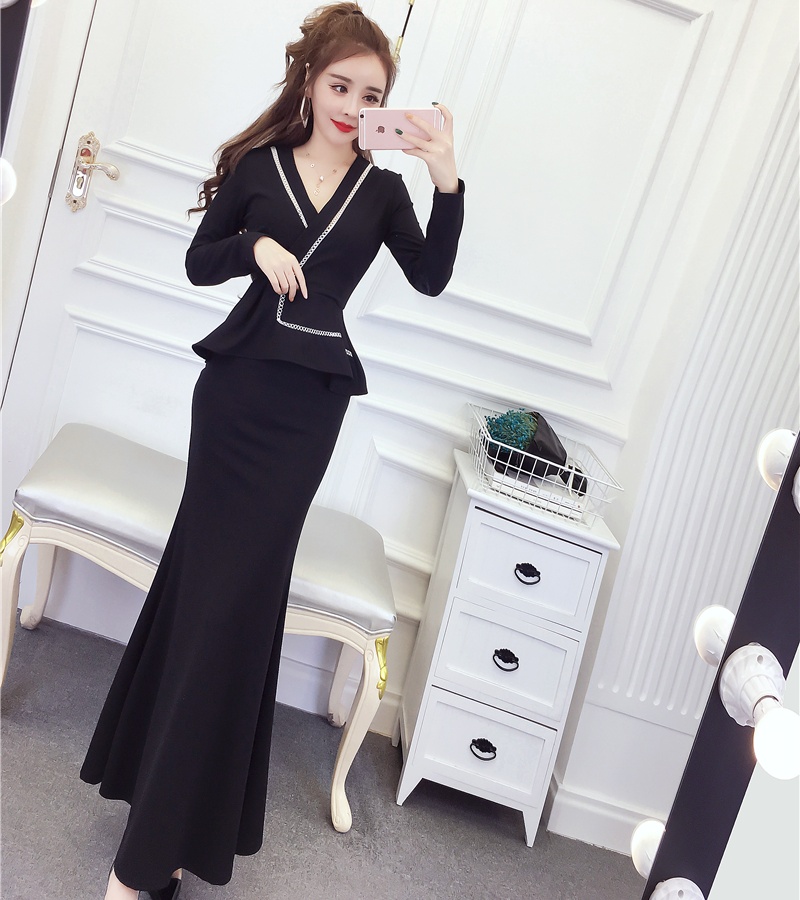 Slim package hip dress autumn and winter long dress