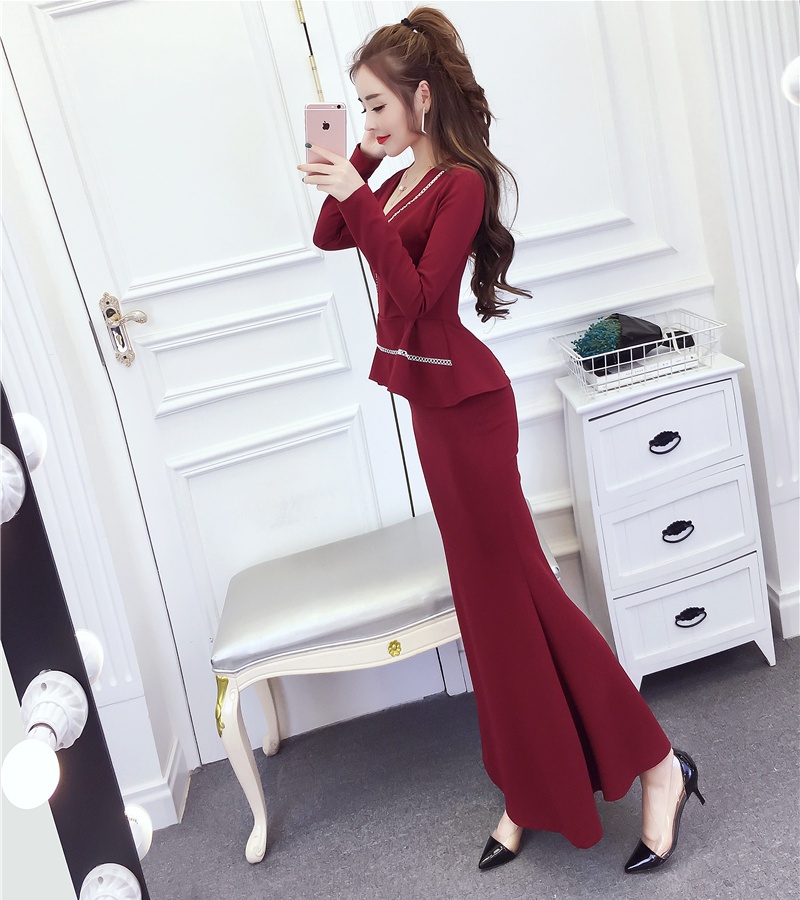 Slim package hip dress autumn and winter long dress