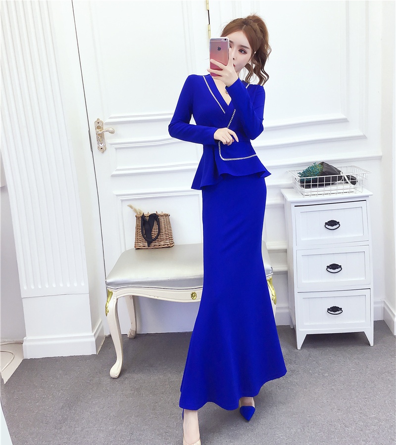 Slim package hip dress autumn and winter long dress