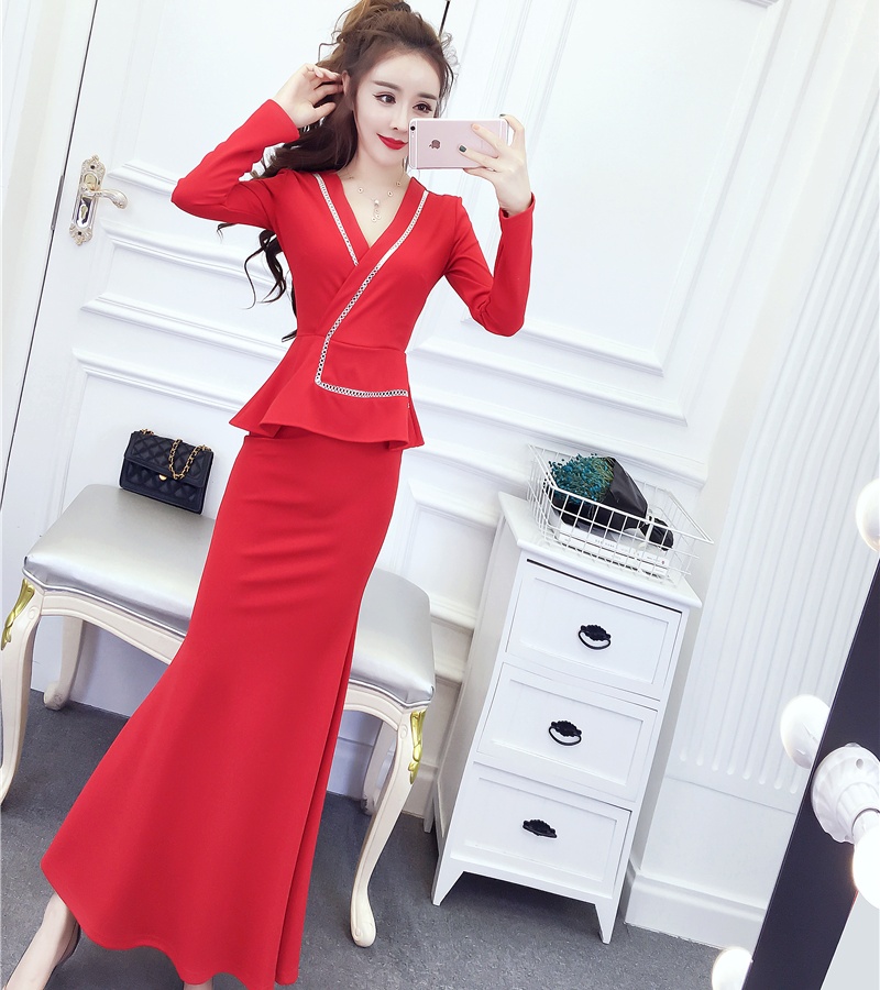 Slim package hip dress autumn and winter long dress
