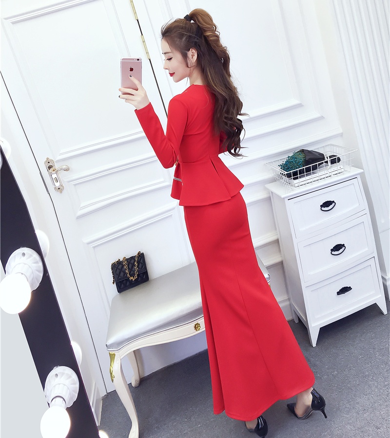Slim package hip dress autumn and winter long dress