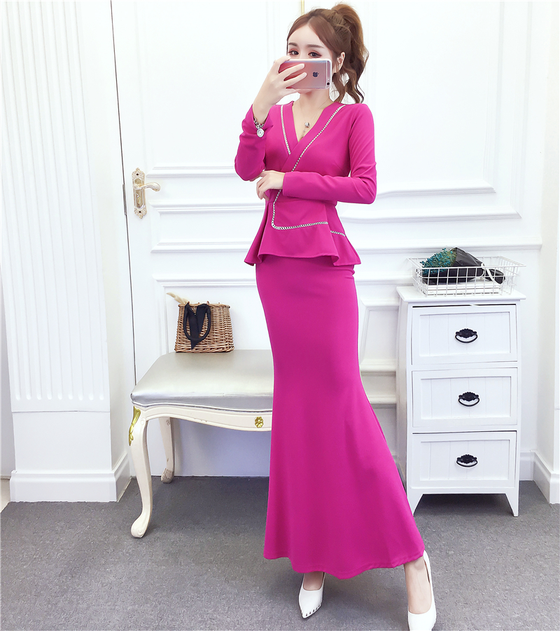 Slim package hip dress autumn and winter long dress