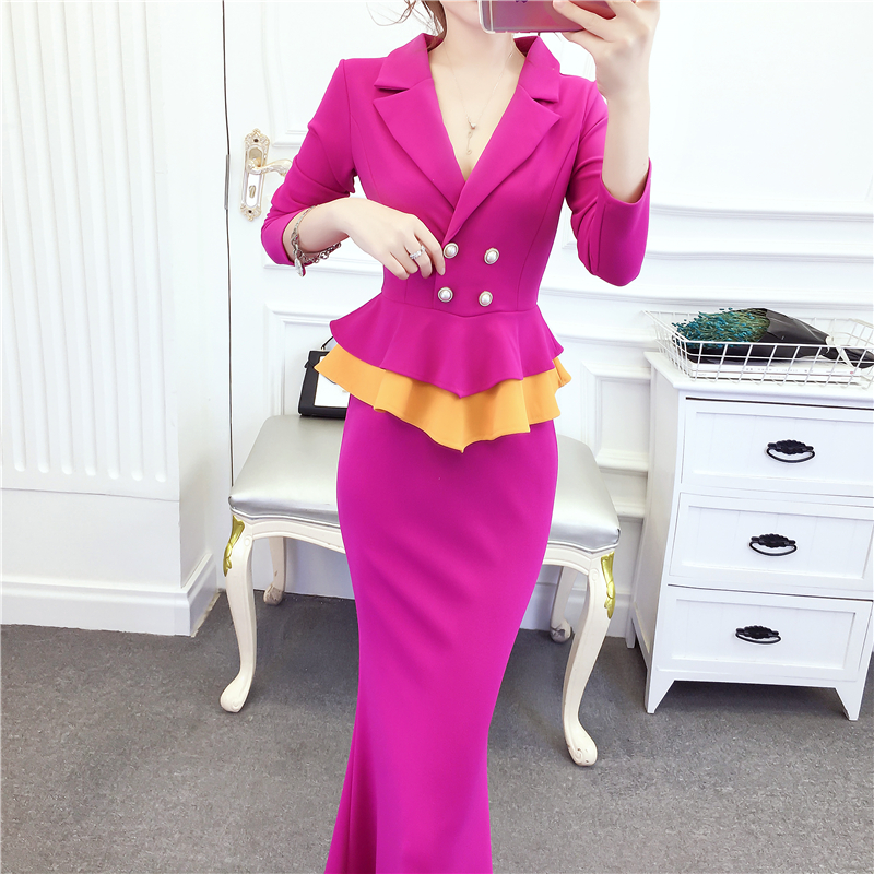 Temperament fashion dress package hip long dress