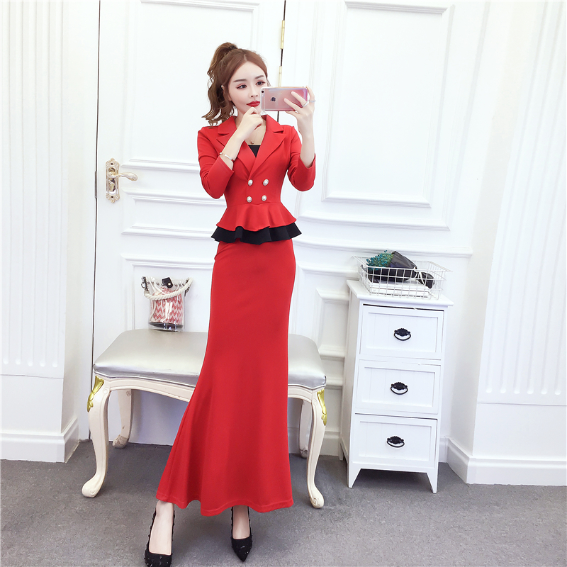 Temperament fashion dress package hip long dress