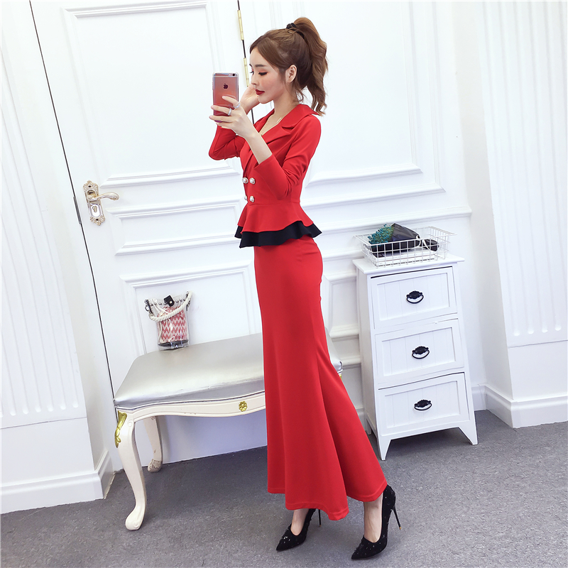 Temperament fashion dress package hip long dress
