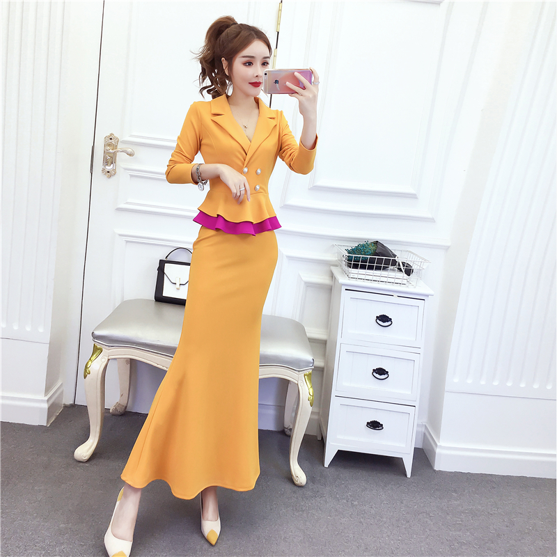 Temperament fashion dress package hip long dress