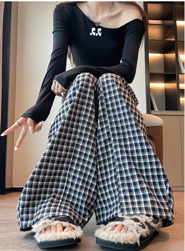 Sueding Casual wide leg pants splice pants
