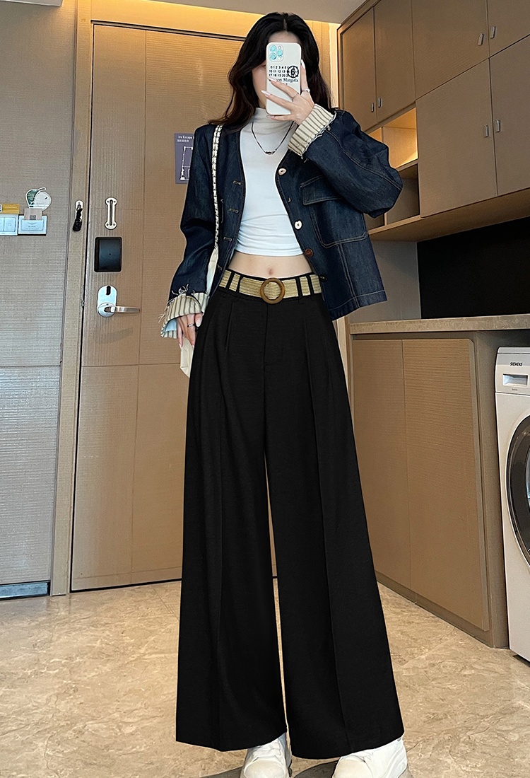 Autumn wide leg pants straight nine pants for women