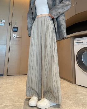 Slim high waist casual pants flax wide leg pants for women