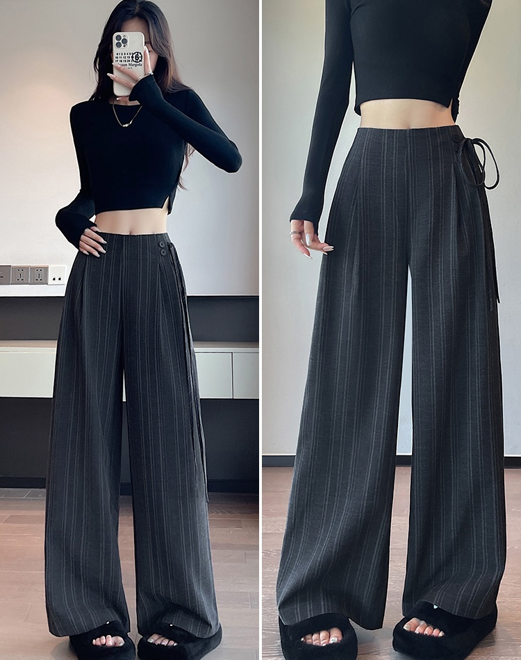 Slim high waist casual pants flax wide leg pants for women