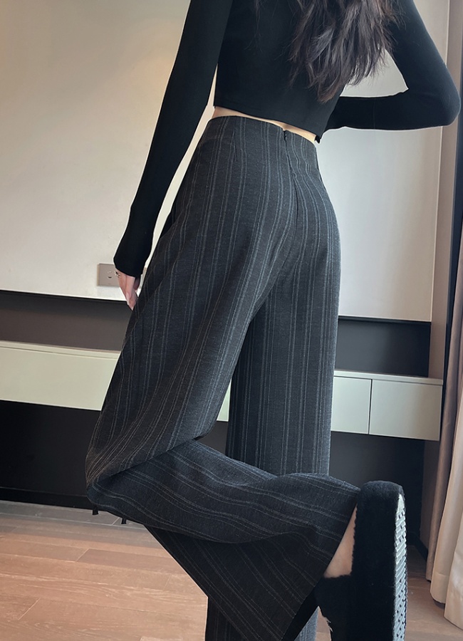 Slim high waist casual pants flax wide leg pants for women