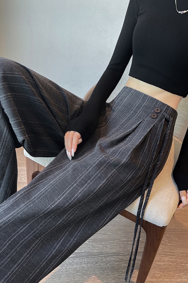 Slim high waist casual pants flax wide leg pants for women