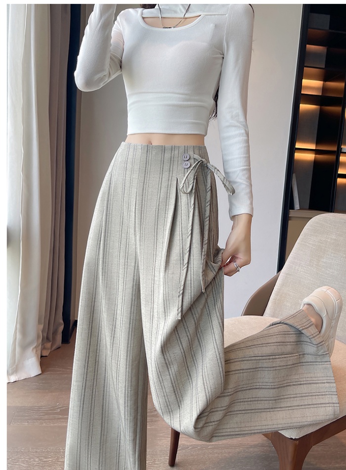 Slim high waist casual pants flax wide leg pants for women