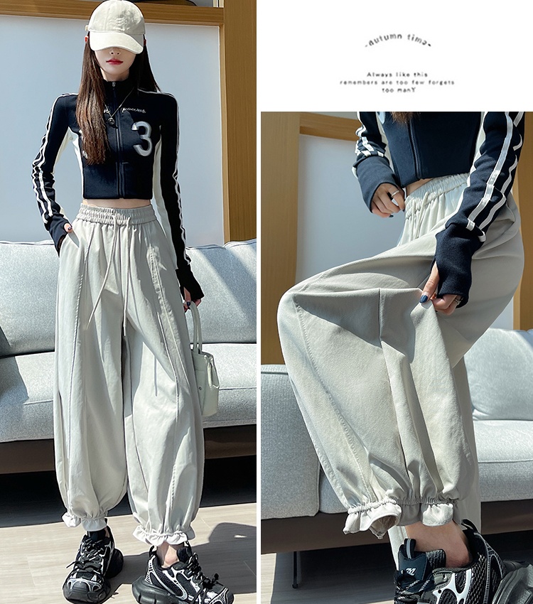Wide leg pants elastic waist bloomers for women