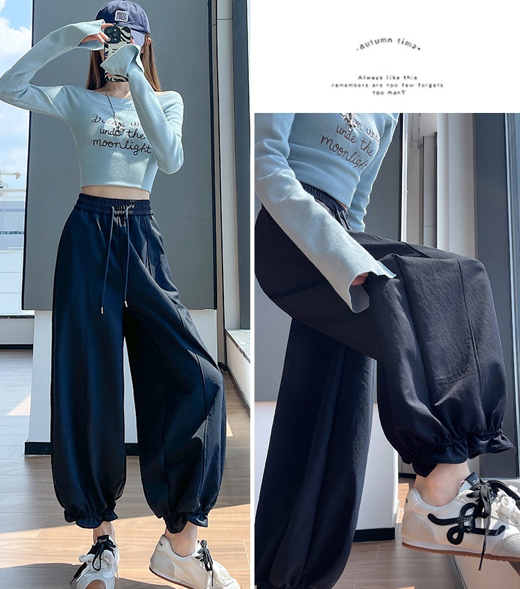 Wide leg pants elastic waist bloomers for women