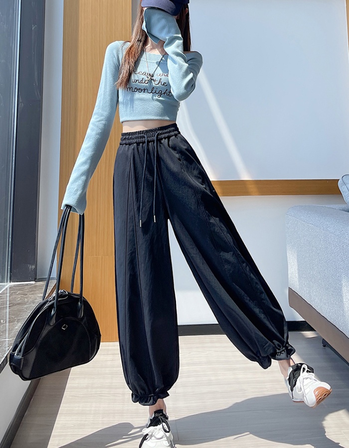 Wide leg pants elastic waist bloomers for women