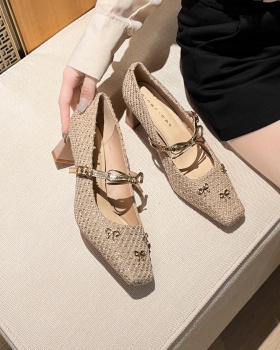 Weave France style high-heeled shoes thick shoes for women