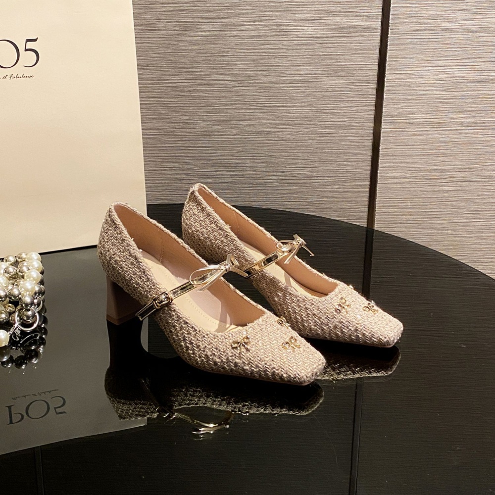 Weave France style high-heeled shoes thick shoes for women