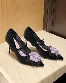 Fine-root high-heeled shoes mixed colors shoes