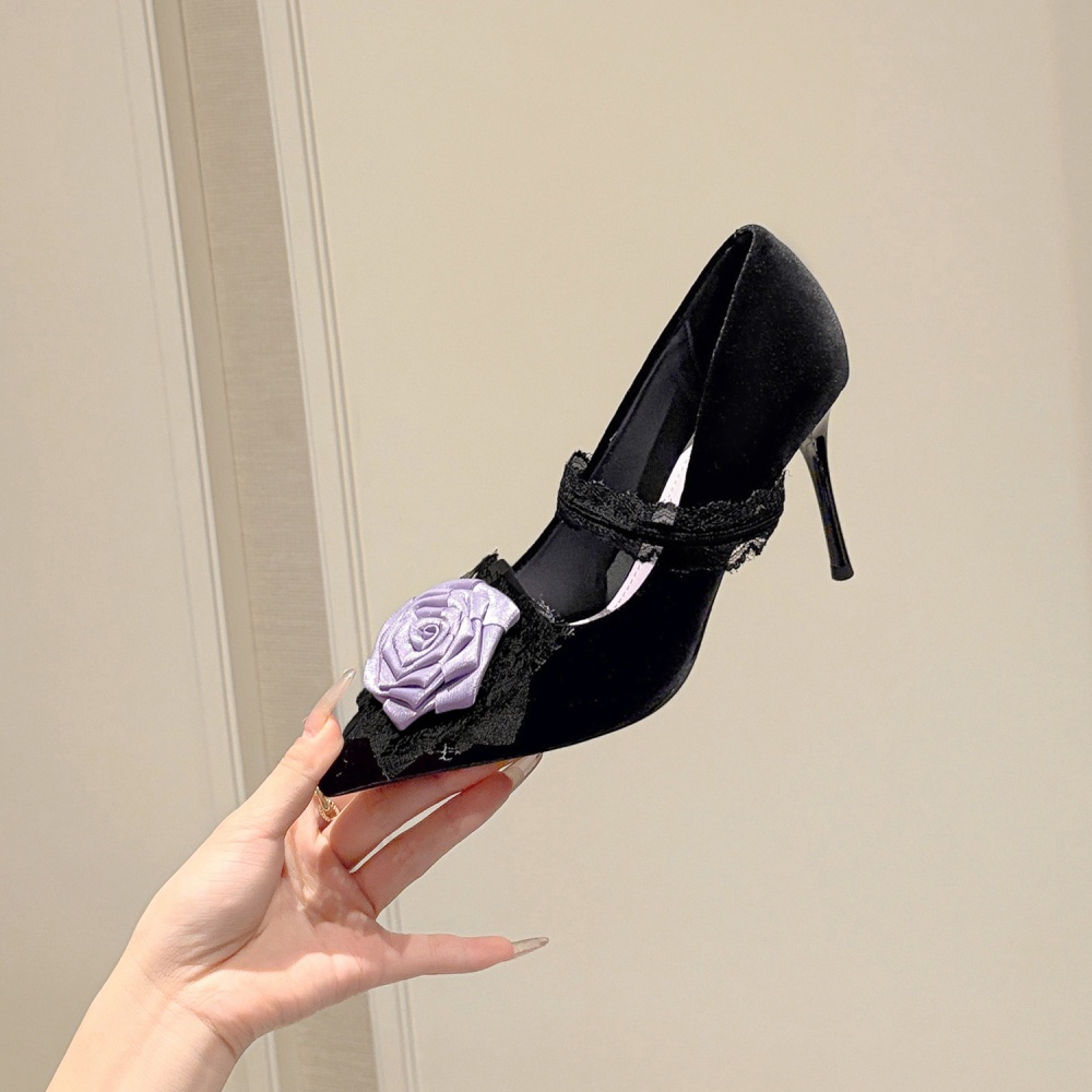 Fine-root high-heeled shoes mixed colors shoes