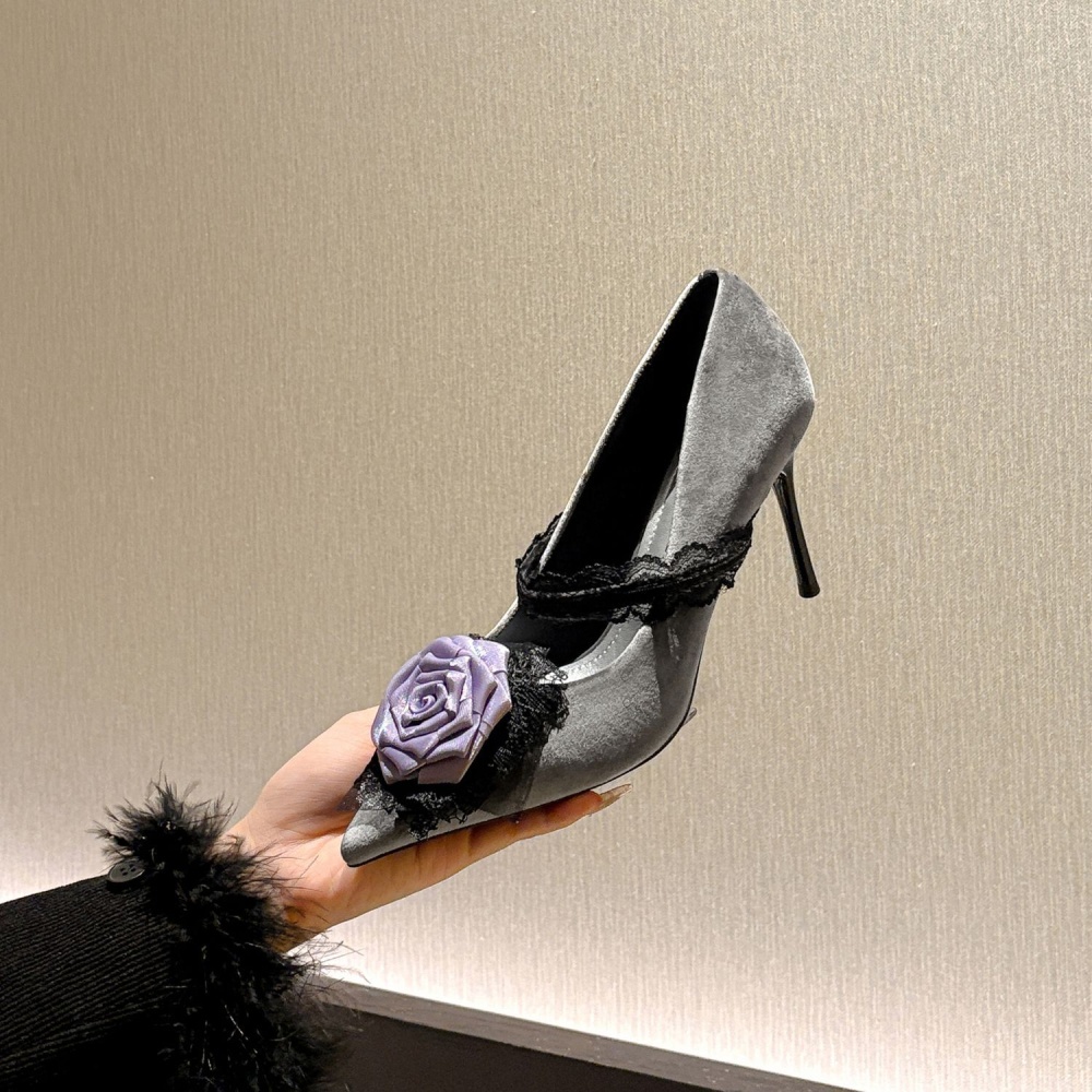 Fine-root high-heeled shoes mixed colors shoes