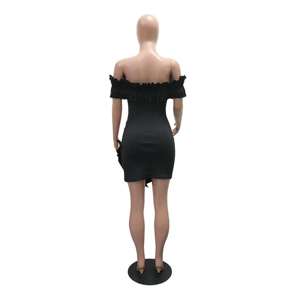 Short flat shoulder irregular dress for women