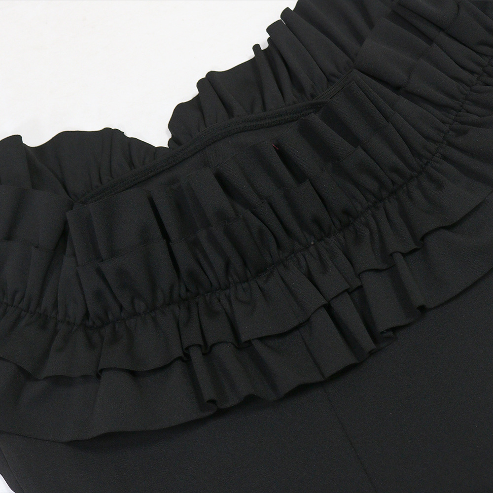 Short flat shoulder irregular dress for women