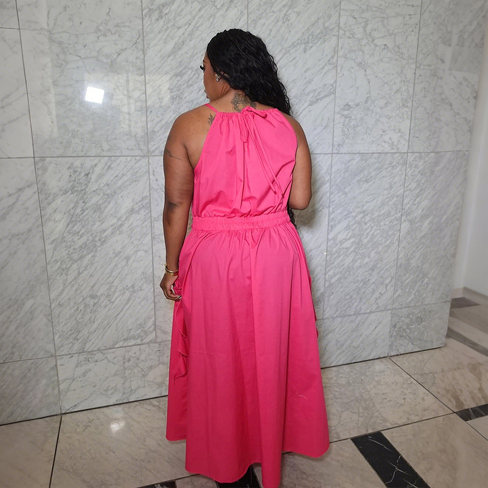 Sleeveless wood ear dress pure European style long dress