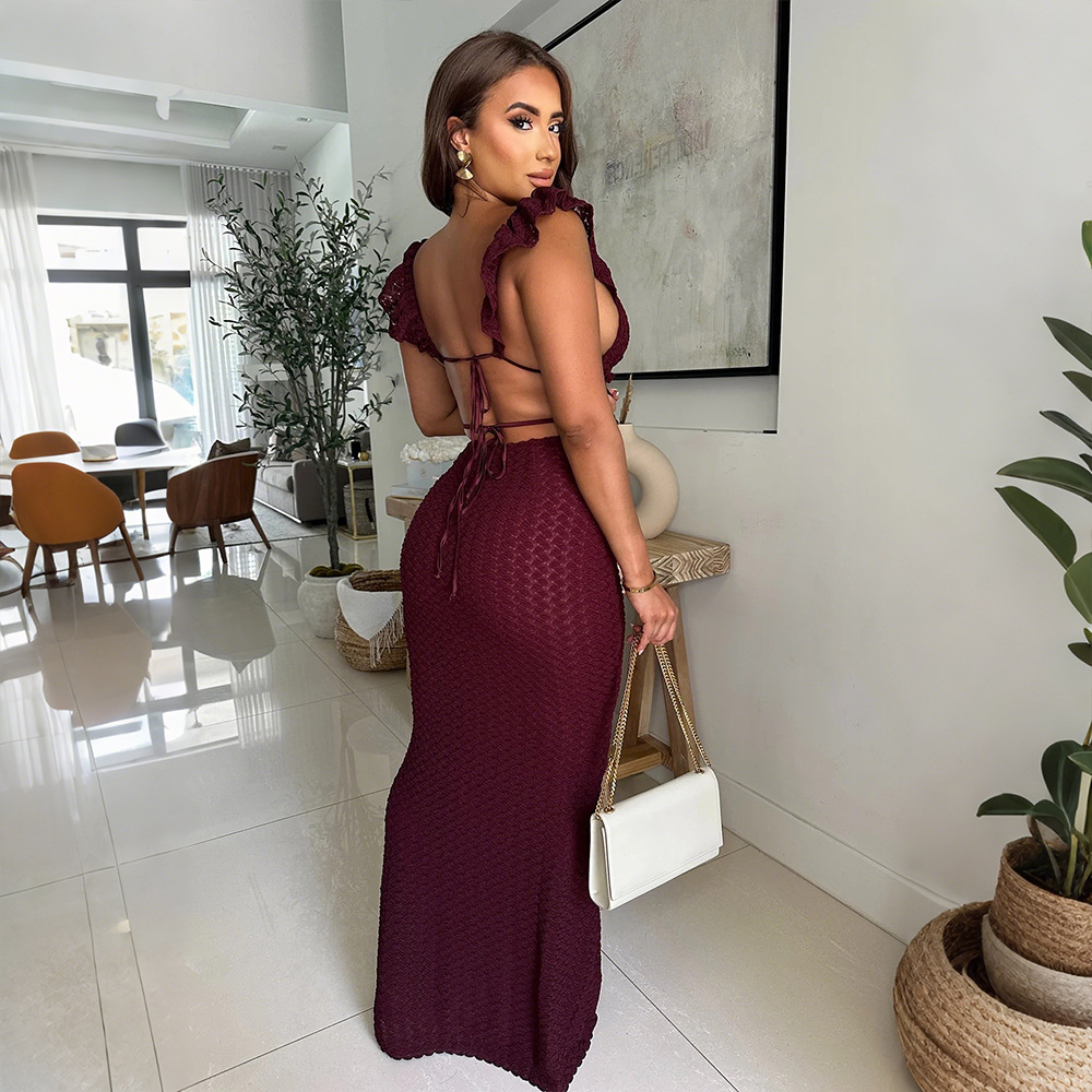 Temperament V-neck dress sexy European style long dress for women