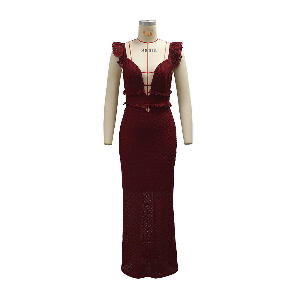 Temperament V-neck dress sexy European style long dress for women