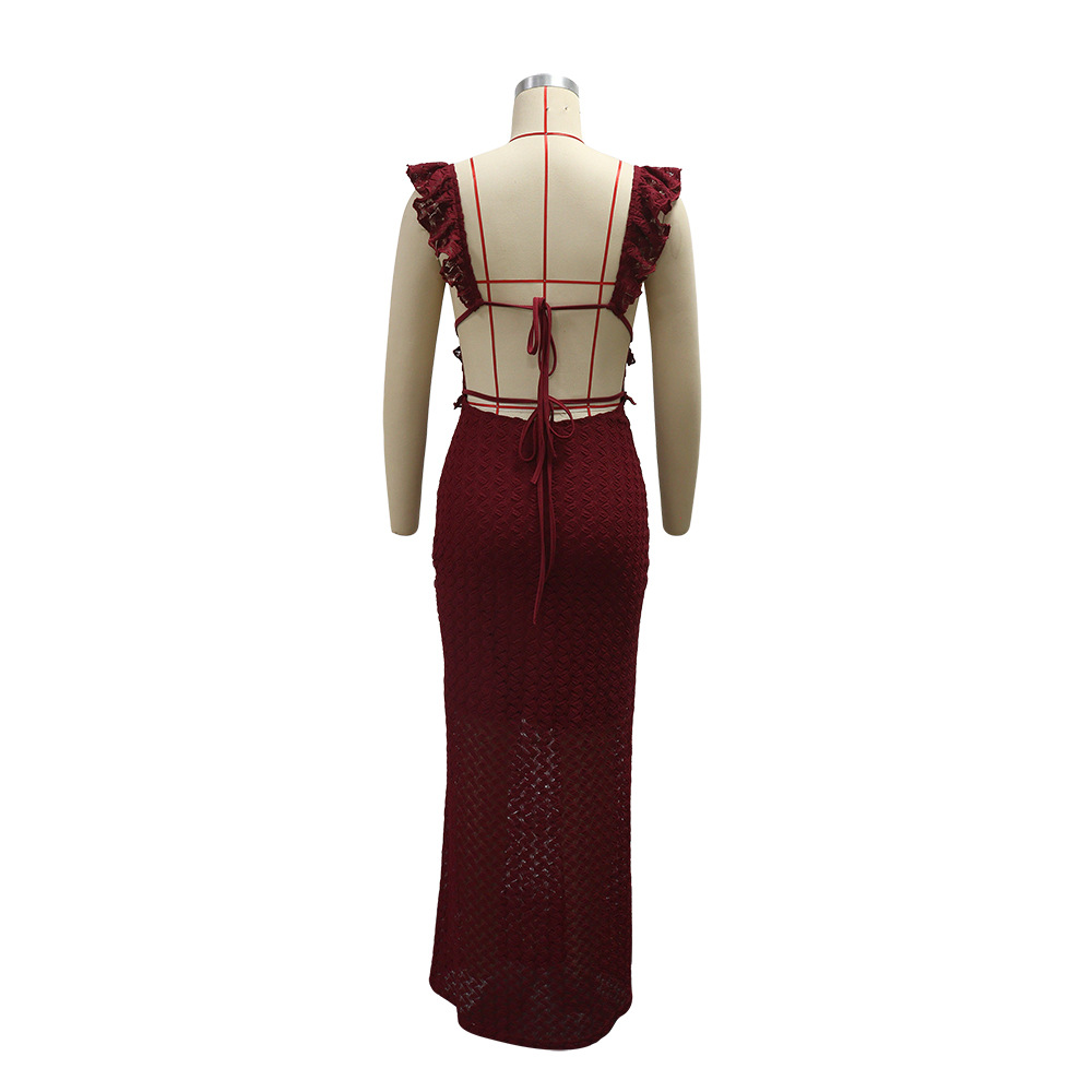 Temperament V-neck dress sexy European style long dress for women