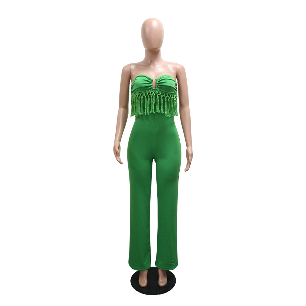 European style wrapped chest sexy long pants Casual slim jumpsuit