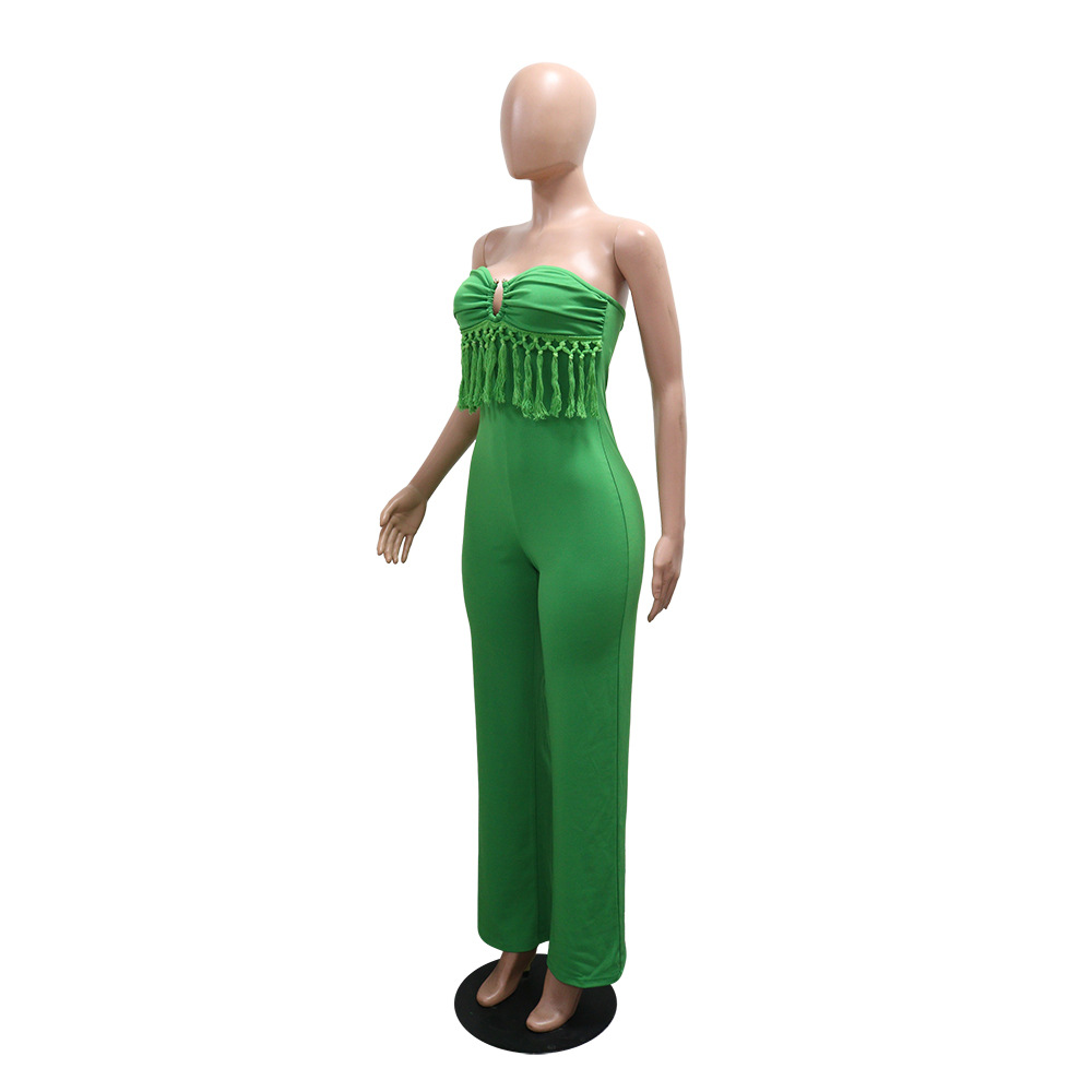 European style wrapped chest sexy long pants Casual slim jumpsuit